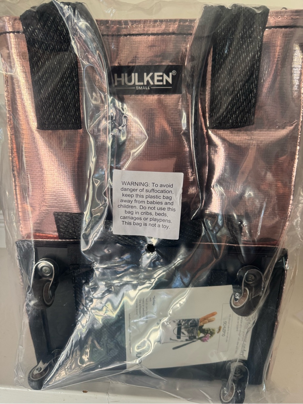 Hulken Small Metallic Rose Tote with Black Straps - Picture 2 of 4